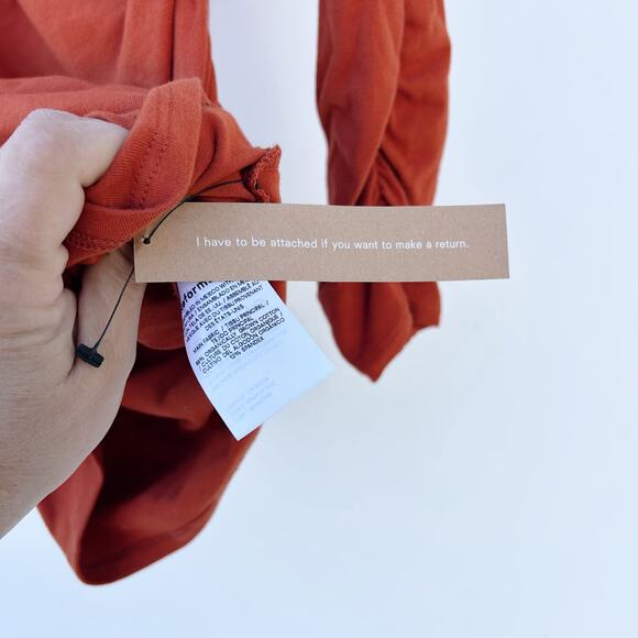 New Reformation Lucio Knit Bodycon Long Sleeve Rust Dress Short Medium Orange - Picture 10 of 10